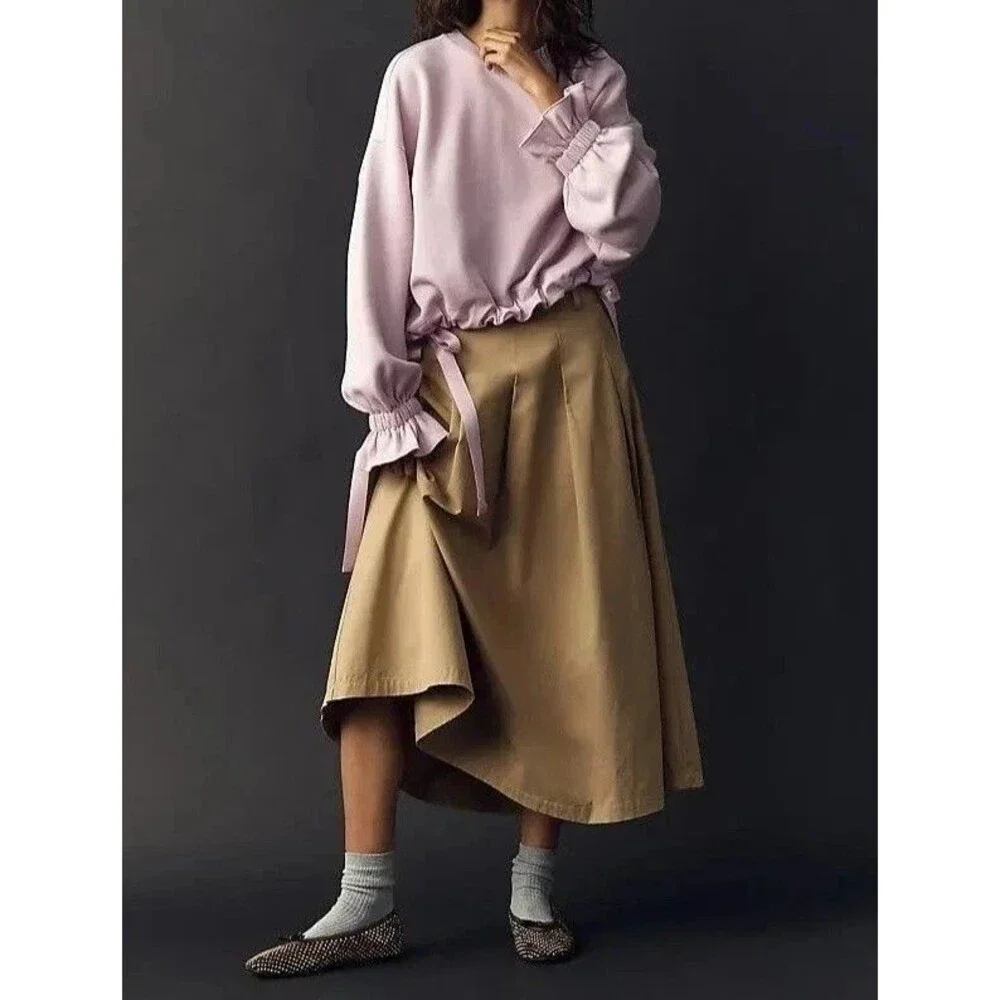 Maeve Anthropologie Big Top Sweatshirt Cotton Solid Cotton Crew Neck M 289611